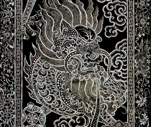 Ancient Chinese dragon art with mother of pearl inlay