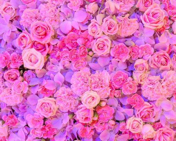 Pink flower background of rose, carnation and orchid