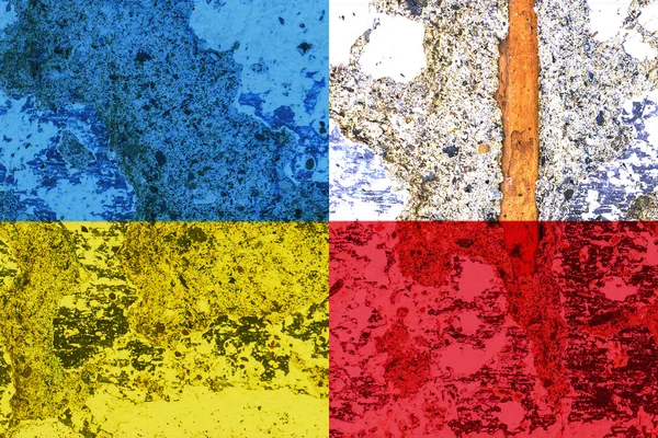 Ukraine national flag with old wall texture