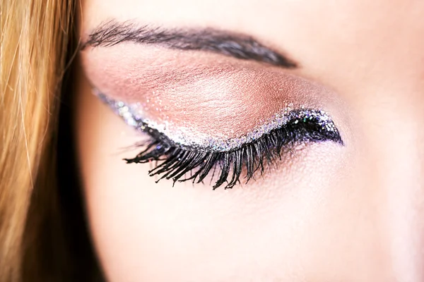 Eye Makeup. Beautiful Eyes Retro Style Make-up. Holiday Makeup detail. Eyeline