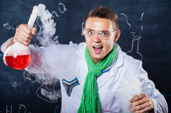Funny young chemistry teacher