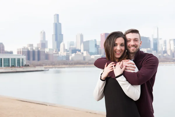 Happy engaged couple outdoors