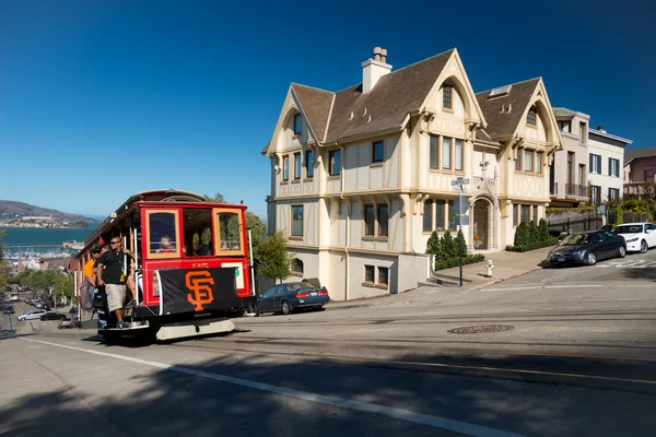 SAN FRANCISCO - OCTOBER  16: A San Francisco Giants flag is hung