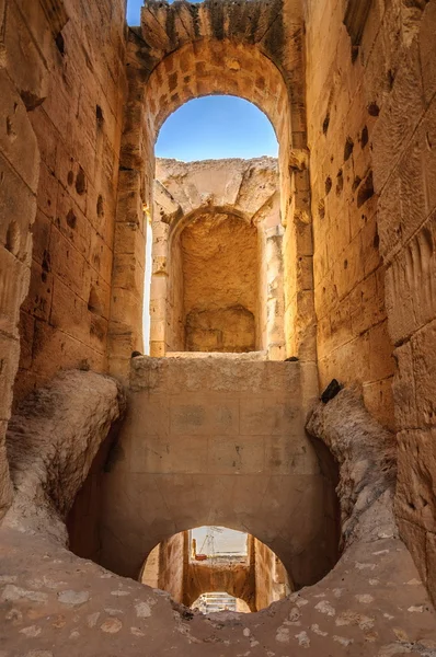 Arch in ruins of the largest coliseum, North Africa. El Jem,Tunisia, UNESCO