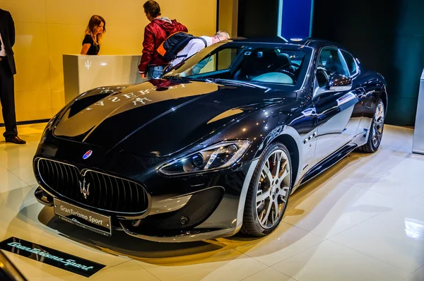 MOSCOW, RUSSIA - AUG 2012: MASERATI GRANTURISMO SPORT presented as world premiere at the 16th MIAS (Moscow International Automobile Salon) on August 30, 2012 in Moscow, Russia