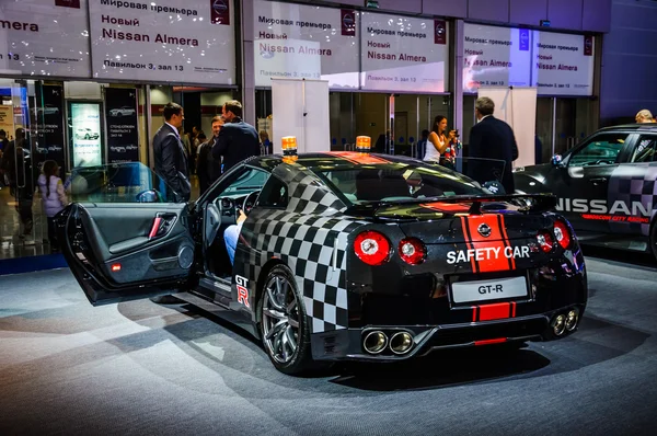 MOSCOW, RUSSIA - AUG 2012: NISSAN GT-R R35 SAFETY CAR presented as world premiere at the 16th MIAS Moscow International Automobile Salon on August 30, 2012 in Moscow, Russia