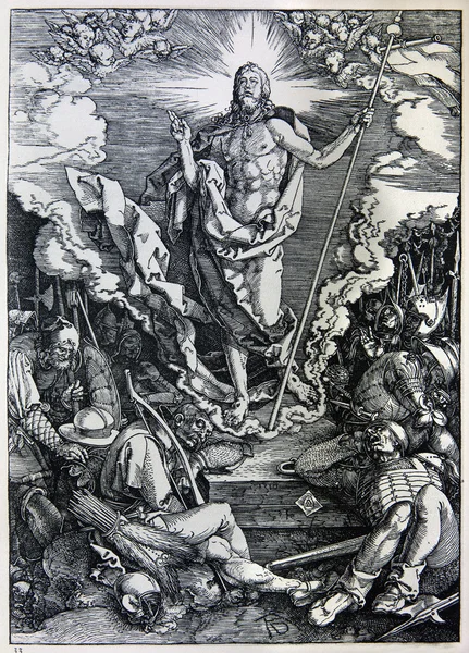 GERMANY - 1928: Lithography of Christ resurrection by Albert Durer. Book \