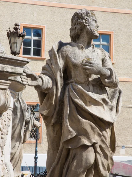 VIENNA - JULY 27: Prophet statue. Detail of baroque column church by Maria Treu. Church was build between years 1698 bis 1719 by plans of architect Lukas von Hildebrandt on July 27, 2013 Vienna.