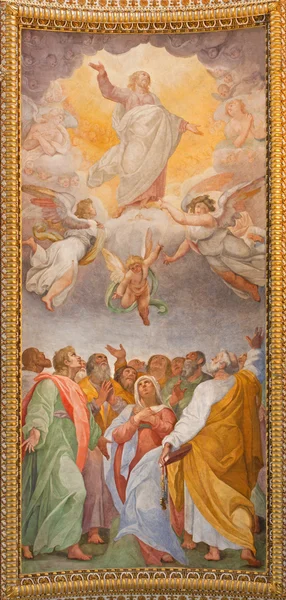 ROME, ITALY - MARCH 26, 2015: The fresco of Ascension of the Lord in the ceiling of church Chiesa di Santa Maria ai Monti by Ilario Casolani from 16. cent.