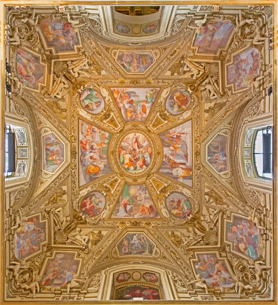 ROME, ITALY - MARCH 27, 2015: The painting of the 'Assumption of the Virgin', created in 1616 by Domenichino on the ceiling of side chapel of Basilica di Santa Maria in Trastevere.