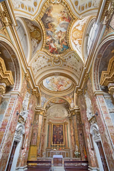 ROME, ITALY - MARCH 26, 2015: The nave of church Chiesa di San Nicola dei Lorensi with the ceiling fresco by Corrado Giaquinto from years 1731 - 33.