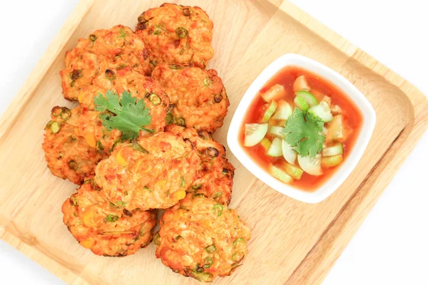 Fried Chicken Cakes, Thai food.  Low fat food good for health.