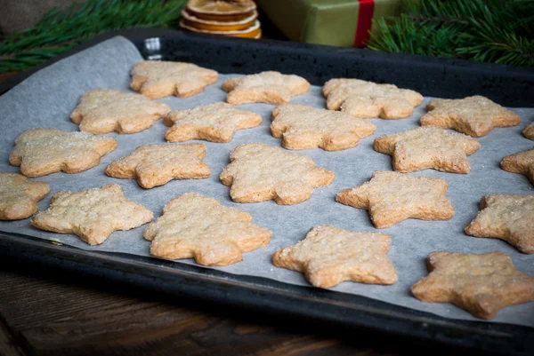 Christmas cookies on a baking sheet