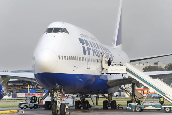 Boeing 747 Transaero waiting for boarding.