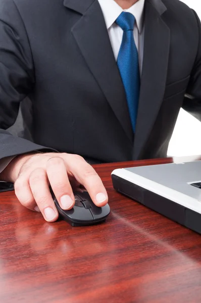 Closeup of businessman hand on mouse
