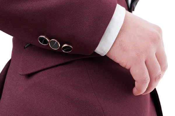 Male suit jacket sleeve with three expensive elegant buttons
