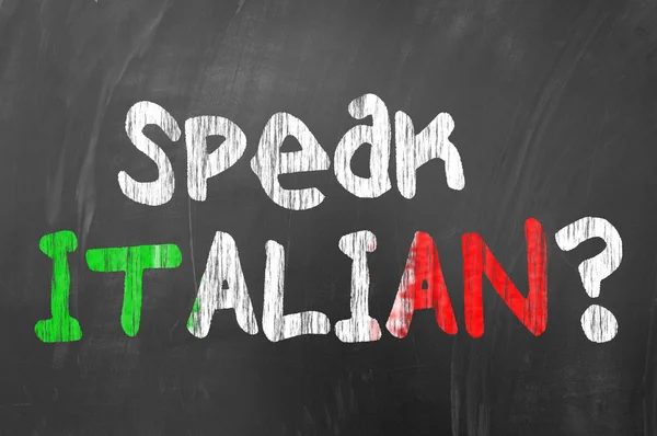 Speak italian ? written on a blackboard
