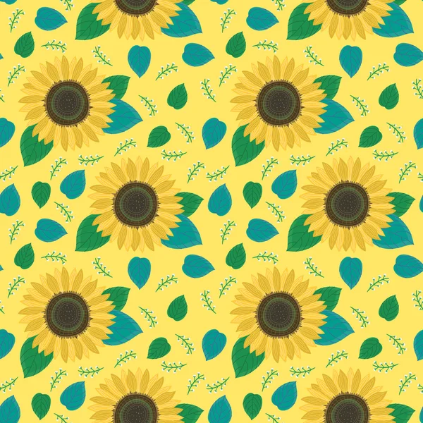 Sunflower flower seamless pattern