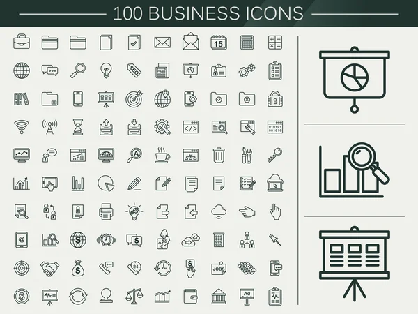 100 business line icons set