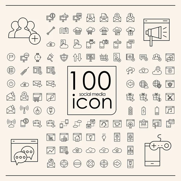 100 social media icons set