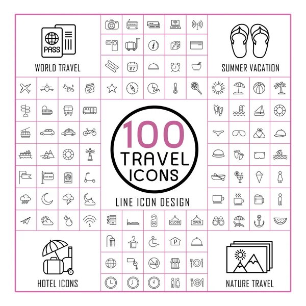 Lovely 100 travel icons set