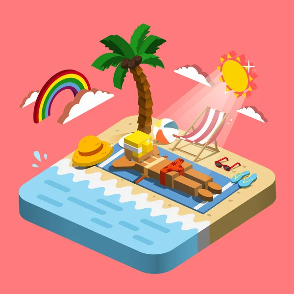 Summer recreation concept 3d isometric infographic