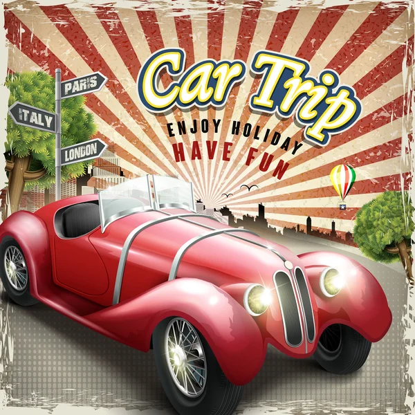 Attractive retro car trip design poster