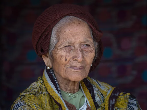 Portrait old woman. Inle lake, Myanmar