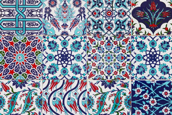 Handmade Turkish Blue Tiles on the wall in Istanbul City, Turkey