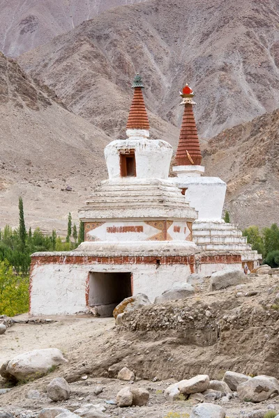 Tall Shanti Stupa in Chemdey gompa, Buddhist monastery, Ladakh, Jammu & Kashmir, India