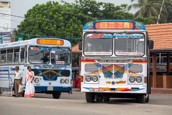 Regular public bus from Hikkaduwa to Galle. Buses are the most widespread public transport type in Sri Lanka.