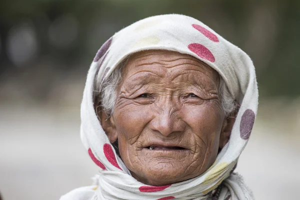 Old unidentified local woman in Leh. India