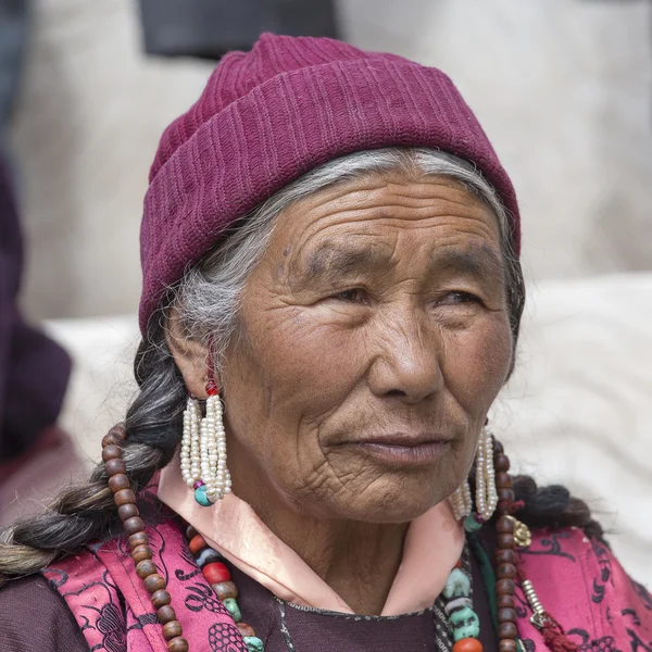 Tibetan Buddhist old women in Hemis monastery. Ladakh, North India