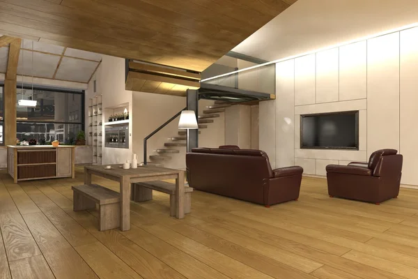 Large open-plan living room - kitchen