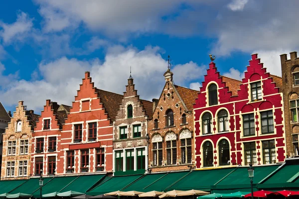 Colorful buildings in the Market Square in Bruges, Belgium