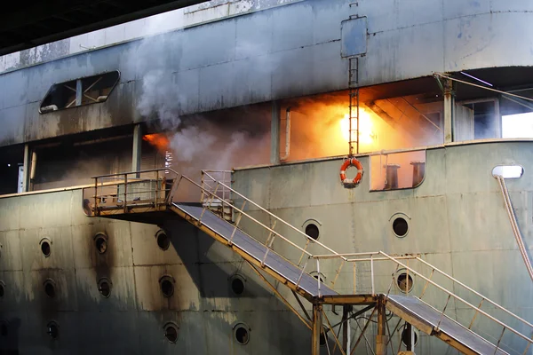 Fire on a ship