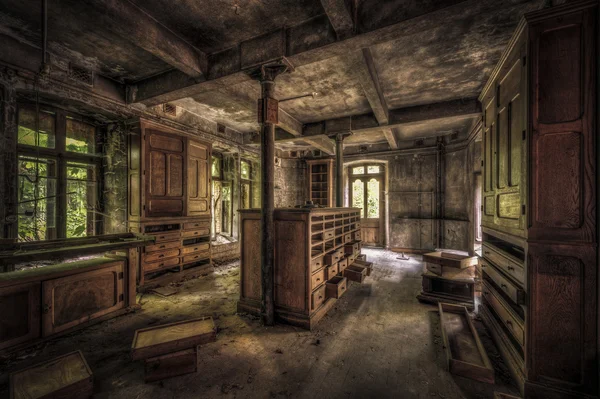 Cupboards in a dilapidated room