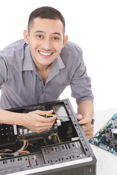 Specialist repairing computer