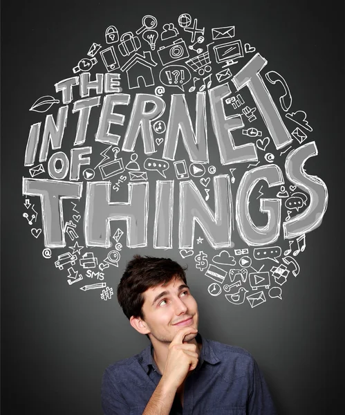 Man looking up to The concept of internet of things