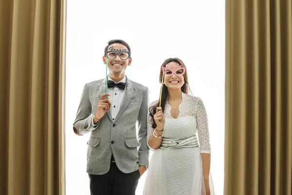 Funny moments of newlywed asian couple