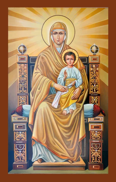 Icon of the Mother of God with Jesus Christ on the throne.