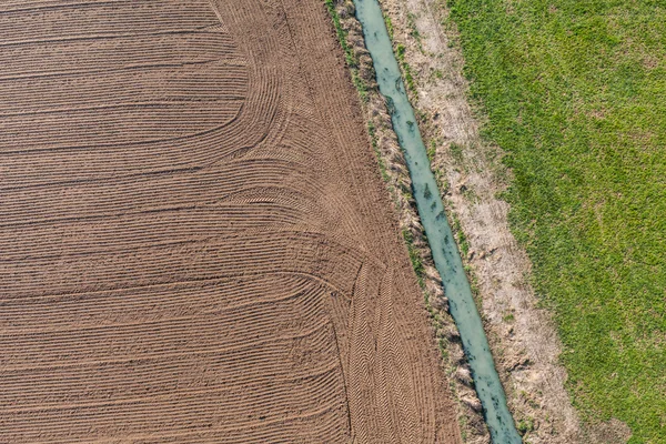 Tractor tracks on the harvest field