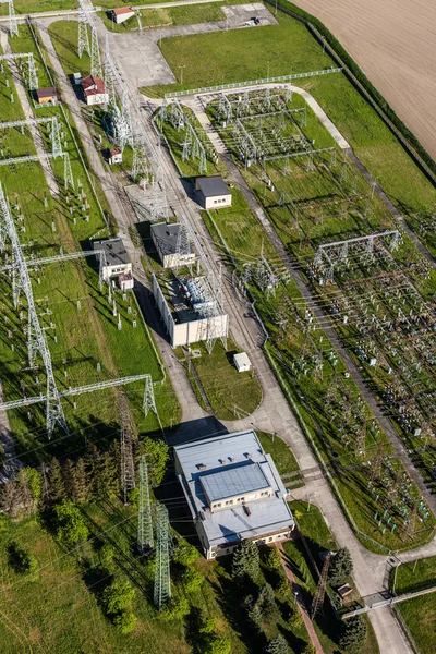 Electrical substation featuring wires