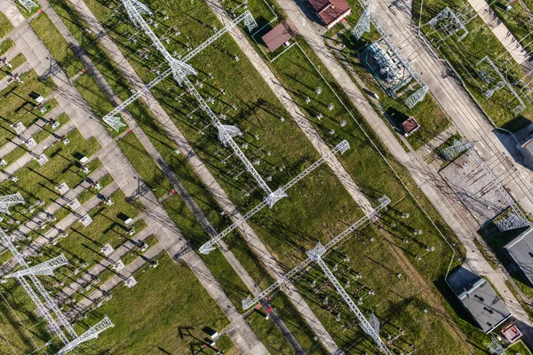 Electrical substation featuring wires