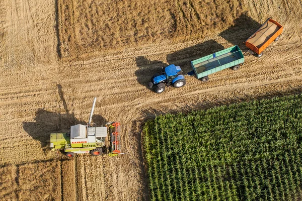 Wroclaw, Poland - July 22, 2015: aerial view of the combine on h