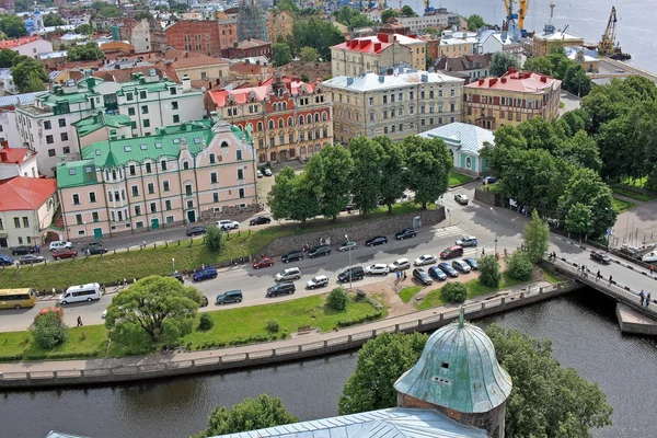 A view of Vyborg town from the castle tower. Russia