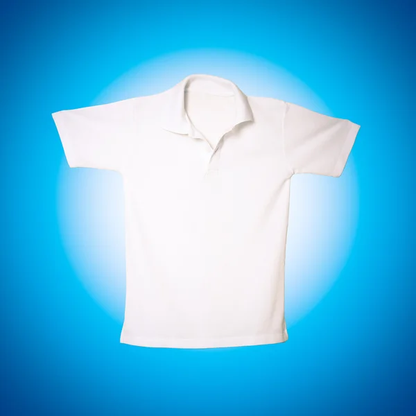 White polo shirt on blue background