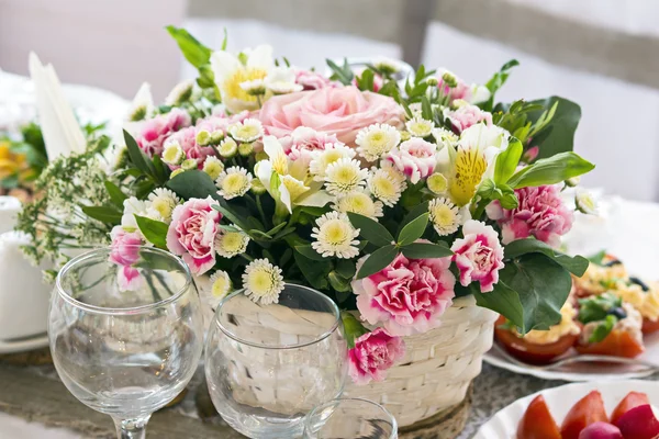 Festive bouquet of flowers on the table