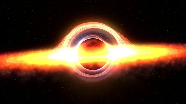 Black hole attracting space matter. 4k video 3d rendering