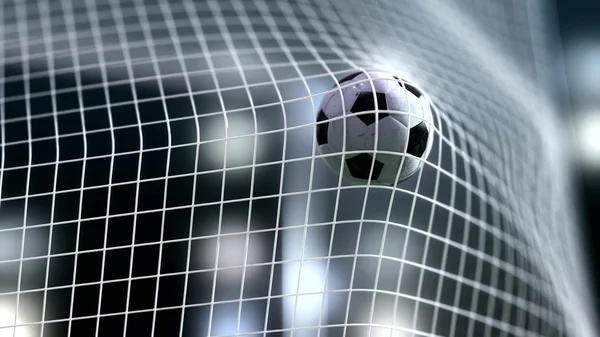 Soccer ball slow motion to the goal. Football  3d rendering